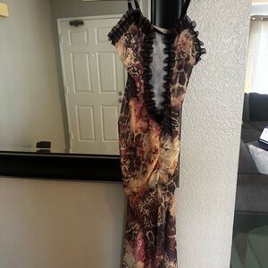 Elegant Multicolor Dress with Black Accents